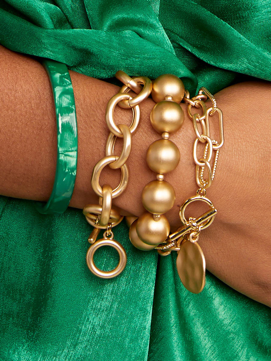 Chunky Matte Stretch Bracelet - Gold