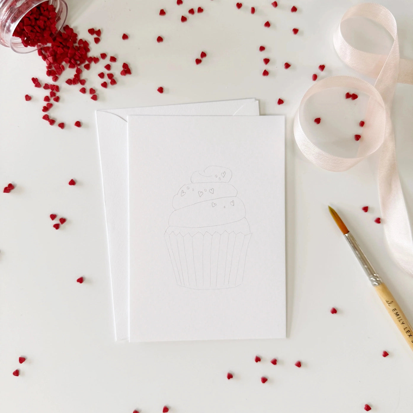 Sweet Treats Valentines Paintable Watercolor Notecard Set by Emily Lex Studio