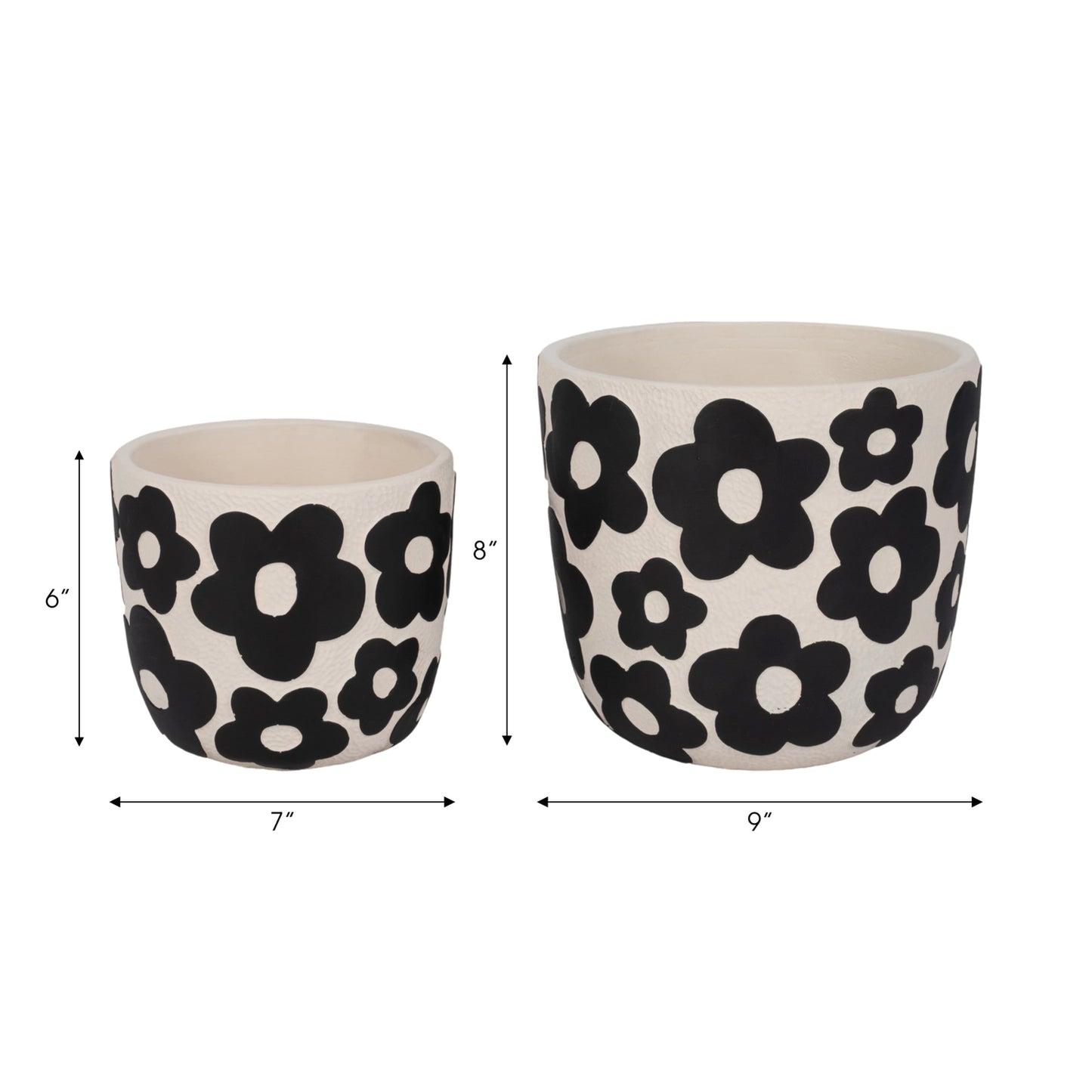 Ceramic White & Black Flower Power Planter (2 Sizes)