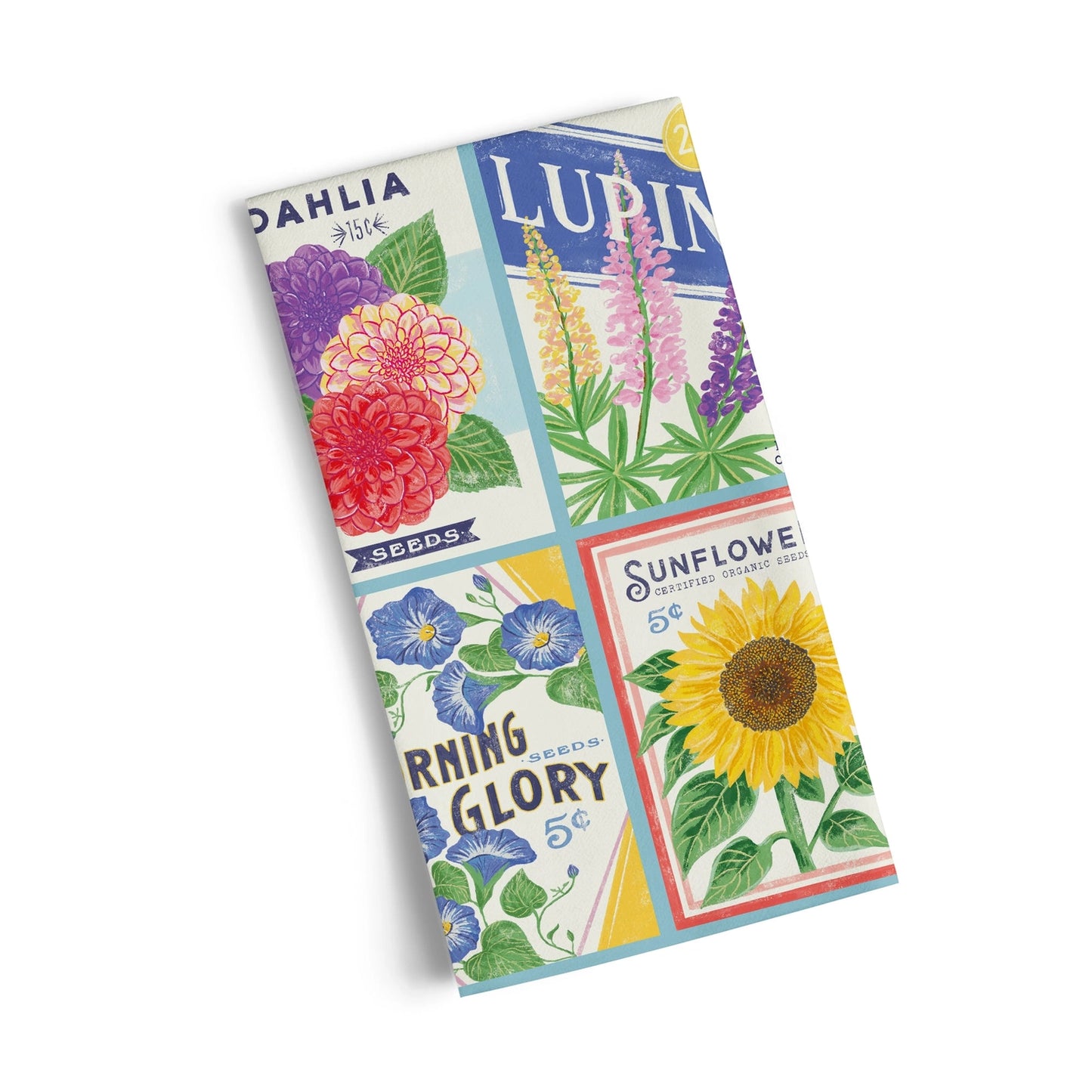 Flower Seed Packets Cotton Tea Towel