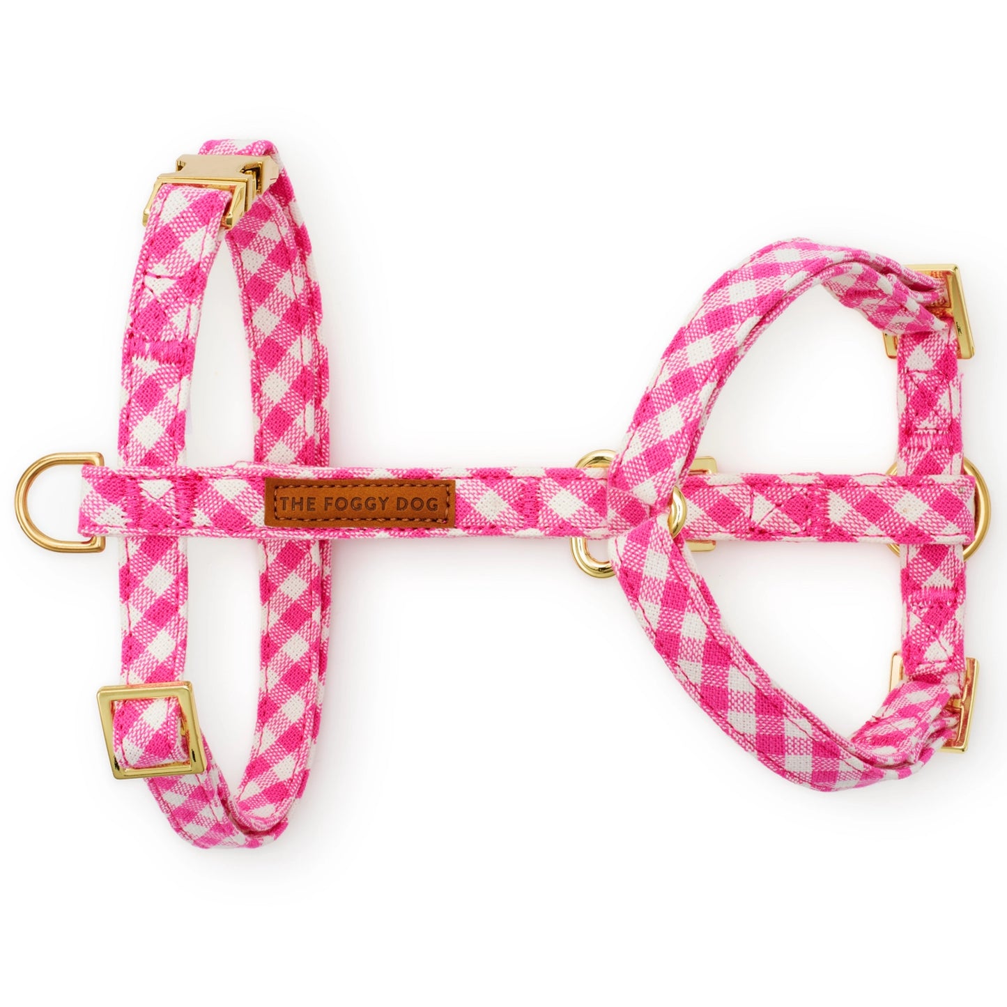 Hot Pink Gingham Dog Harness by The Foggy Dog