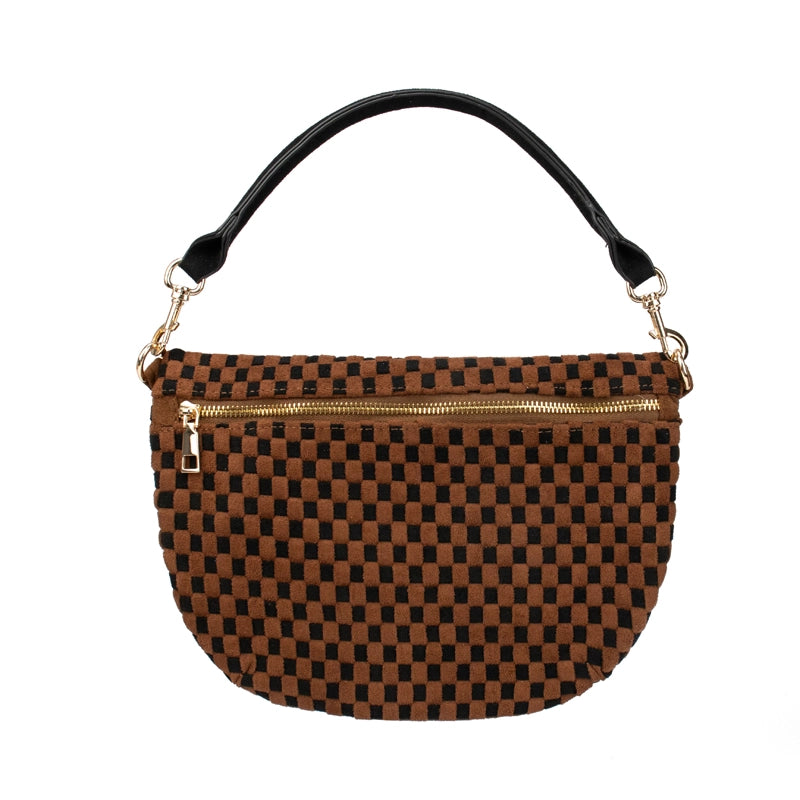 Freya Woven Vegan Suede Crescent Crossbody Bag (4 Colors)