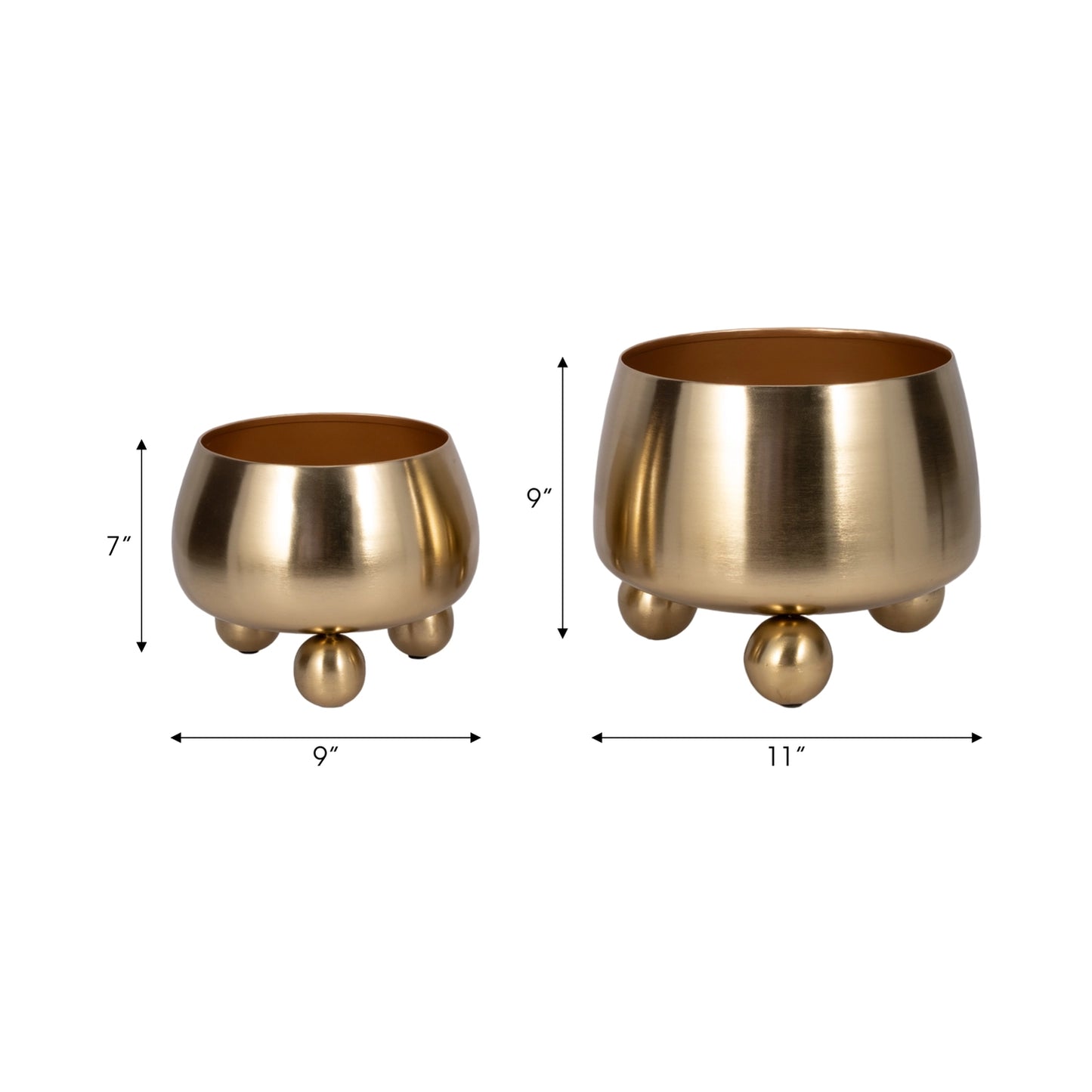 Gold Metal Planter Pot w/ Ball Feet (2 Sizes)