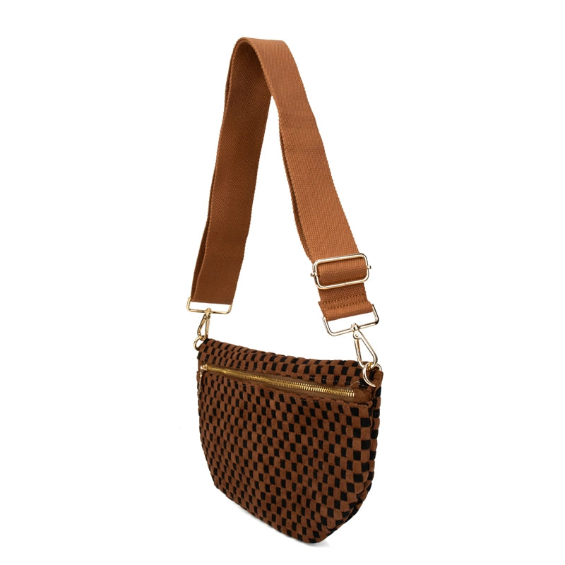 Freya Woven Vegan Suede Crescent Crossbody Bag (4 Colors)