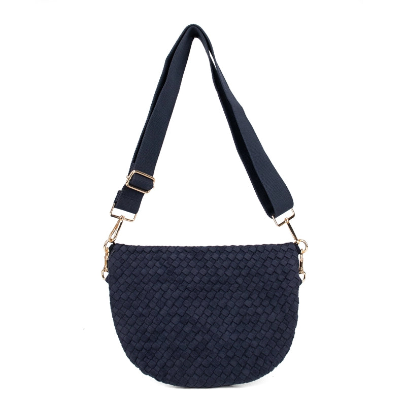Freya Woven Vegan Suede Crescent Crossbody Bag (4 Colors)