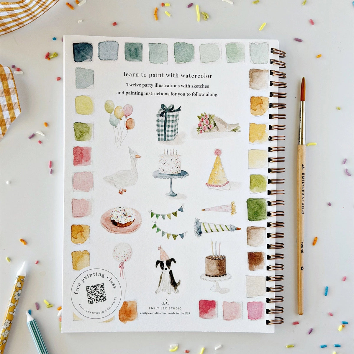 Celebrate Watercolor Workbook by Emily Lex Studio