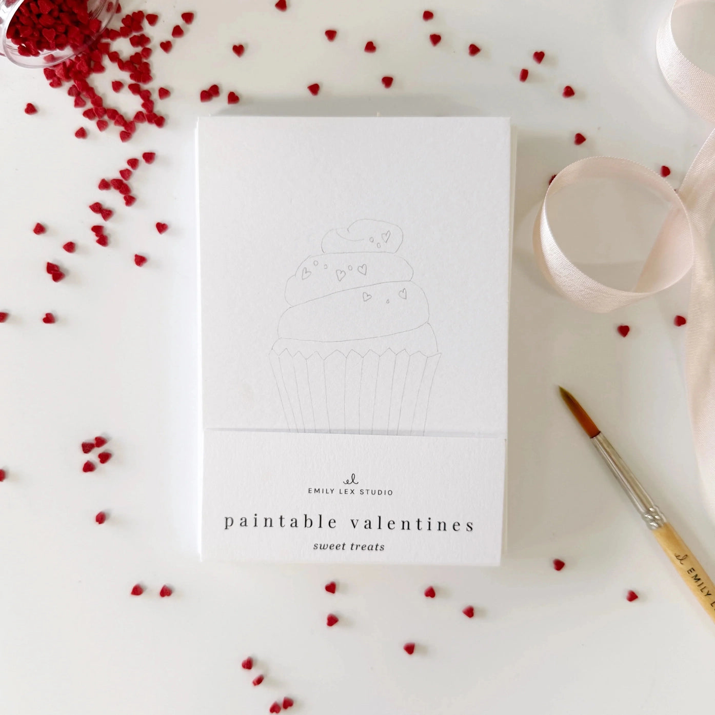 Sweet Treats Valentines Paintable Watercolor Notecard Set by Emily Lex Studio