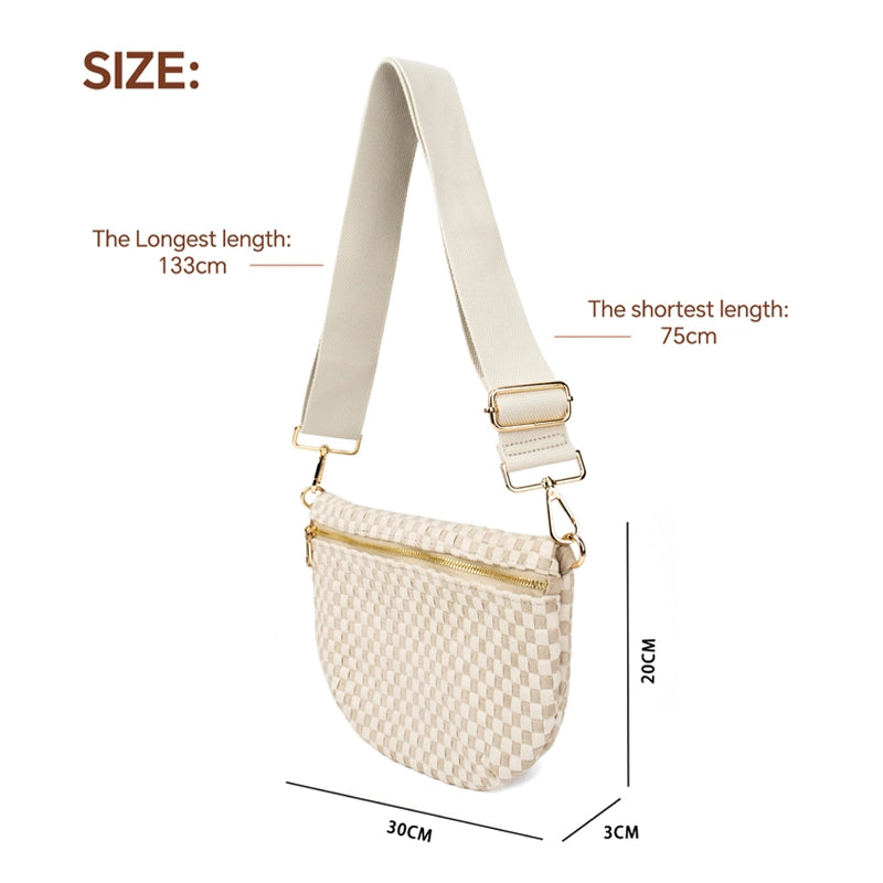 Freya Woven Vegan Suede Crescent Crossbody Bag (4 Colors)