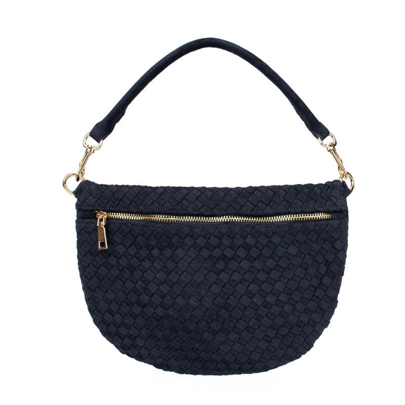 Freya Woven Vegan Suede Crescent Crossbody Bag (4 Colors)