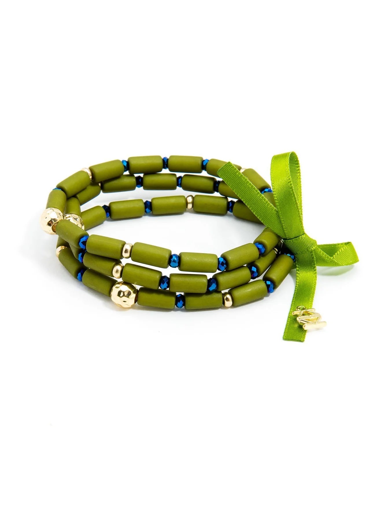 Beaded Stretch Bracelets - Green (Set of 3)