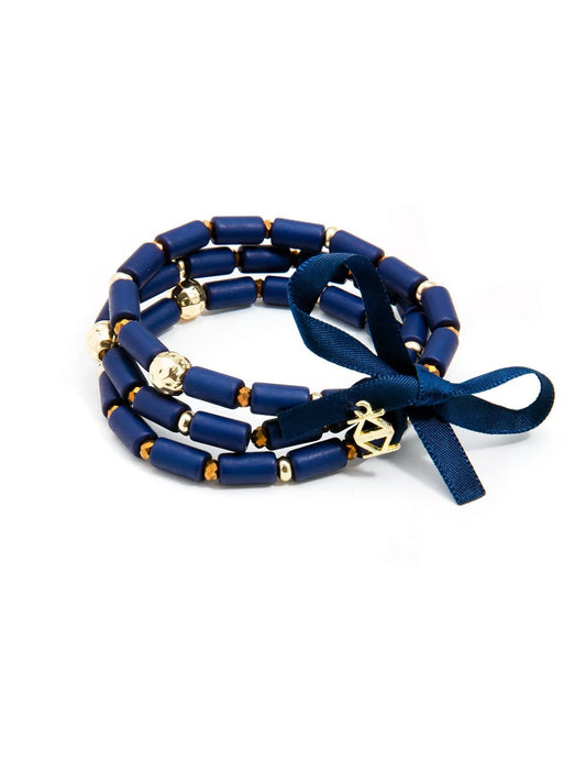 Beaded Stretch Bracelets - Navy (Set of 3)