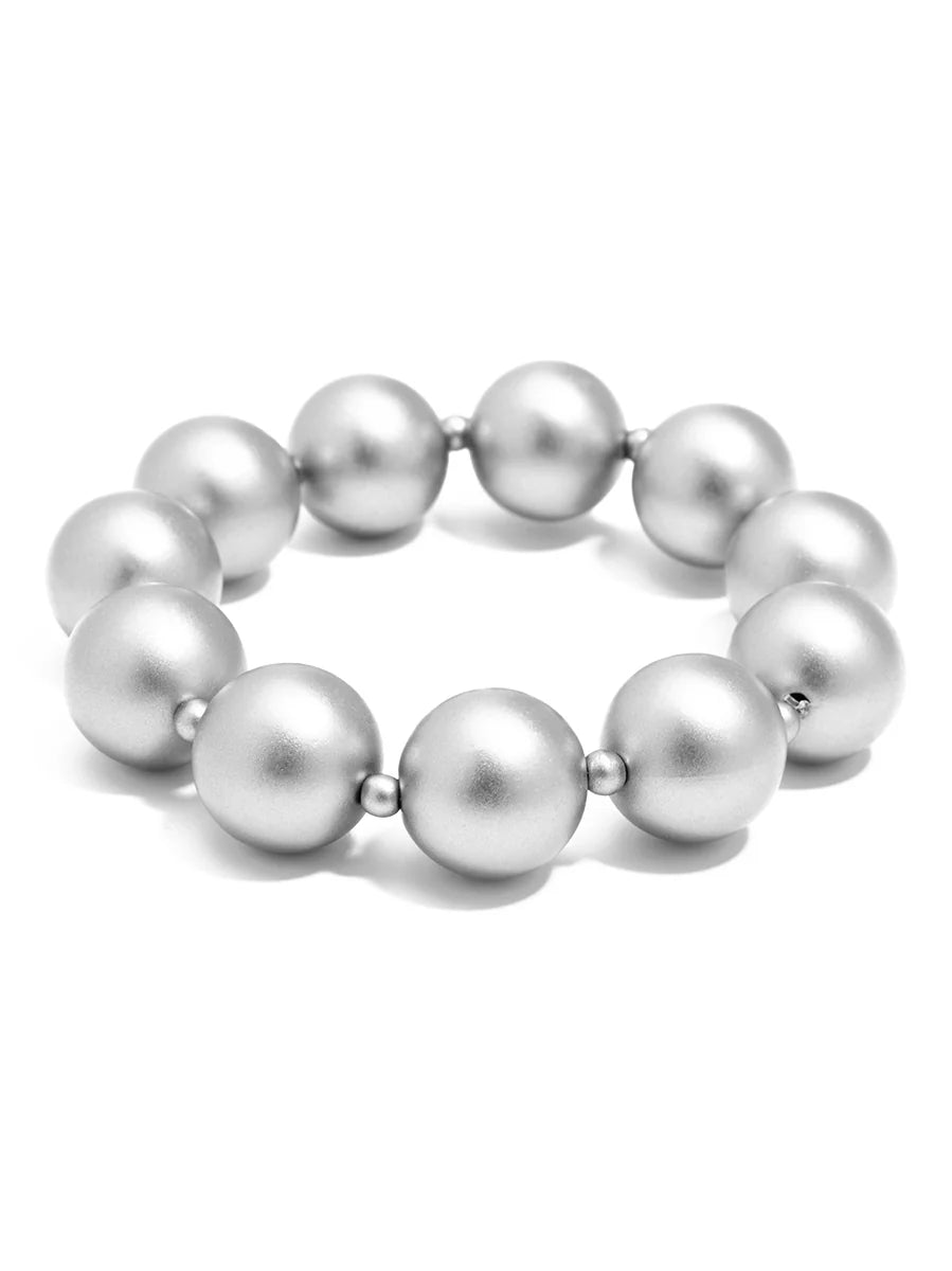 Chunky Matte Stretch Bracelet - Silver
