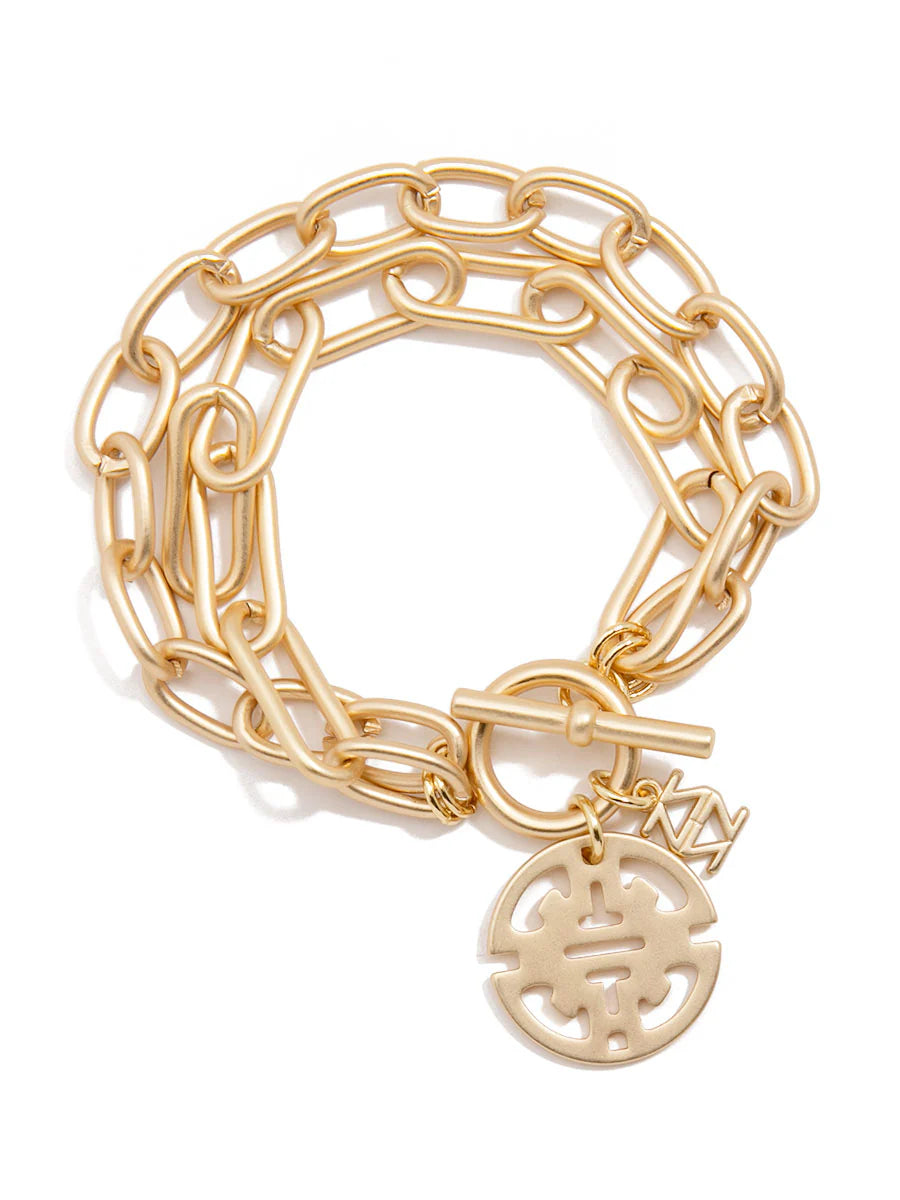 Traveling Charm Cable Link Bracelet - Gold