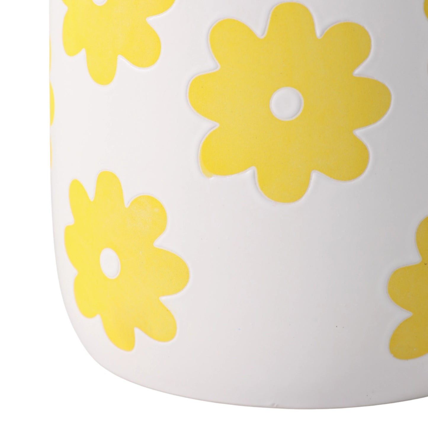 6" White & Yellow Ceramic Flower Power Planter