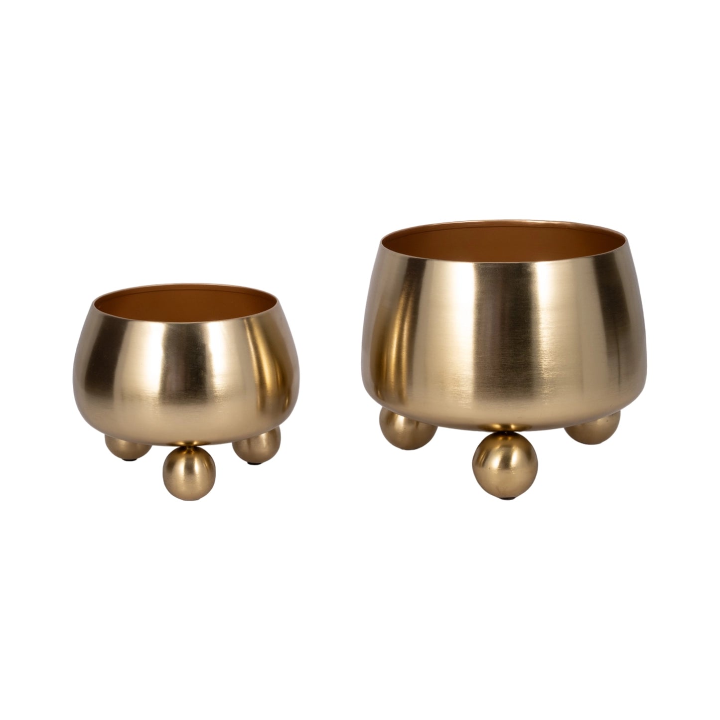 Gold Metal Planter Pot w/ Ball Feet (2 Sizes)