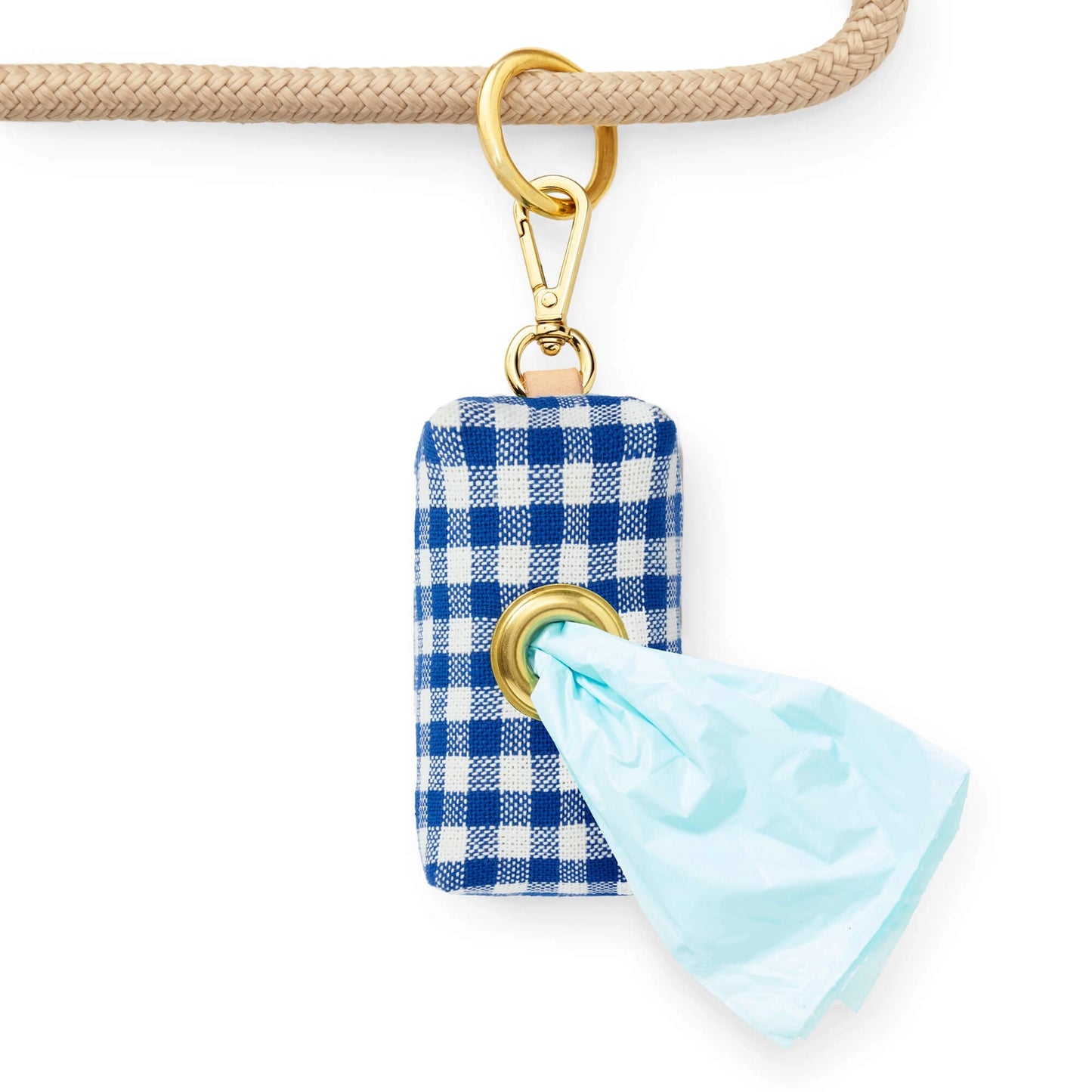Lake Blue Gingham Waste Bag Holder by The Foggy Dog