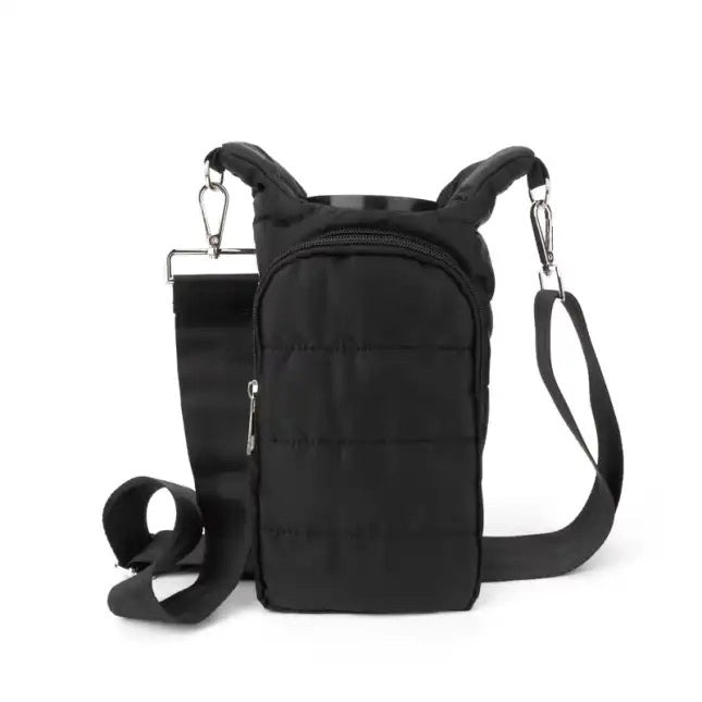 The Capri Tumbler Carrier Crossbody - Solid Black