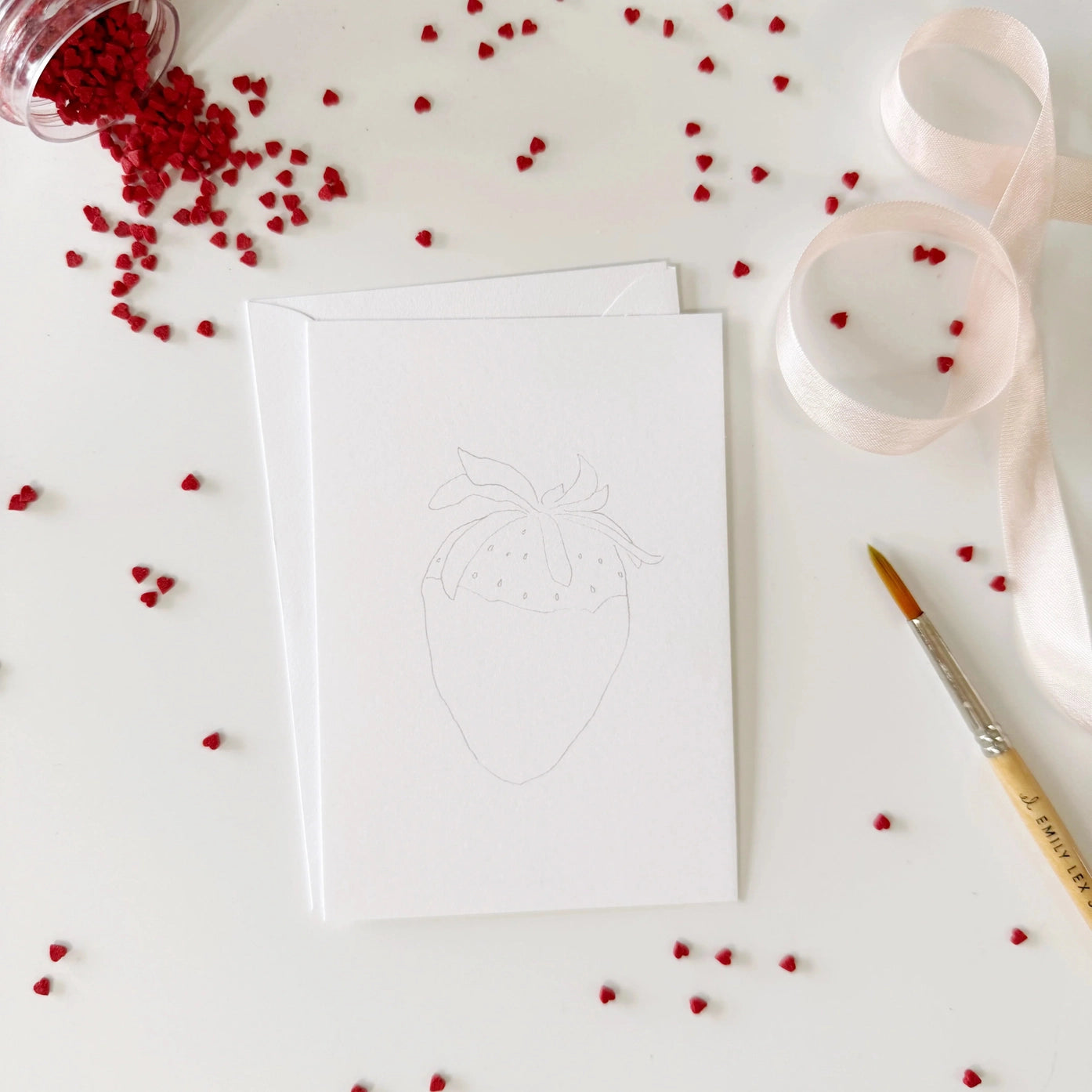 Sweet Treats Valentines Paintable Watercolor Notecard Set by Emily Lex Studio