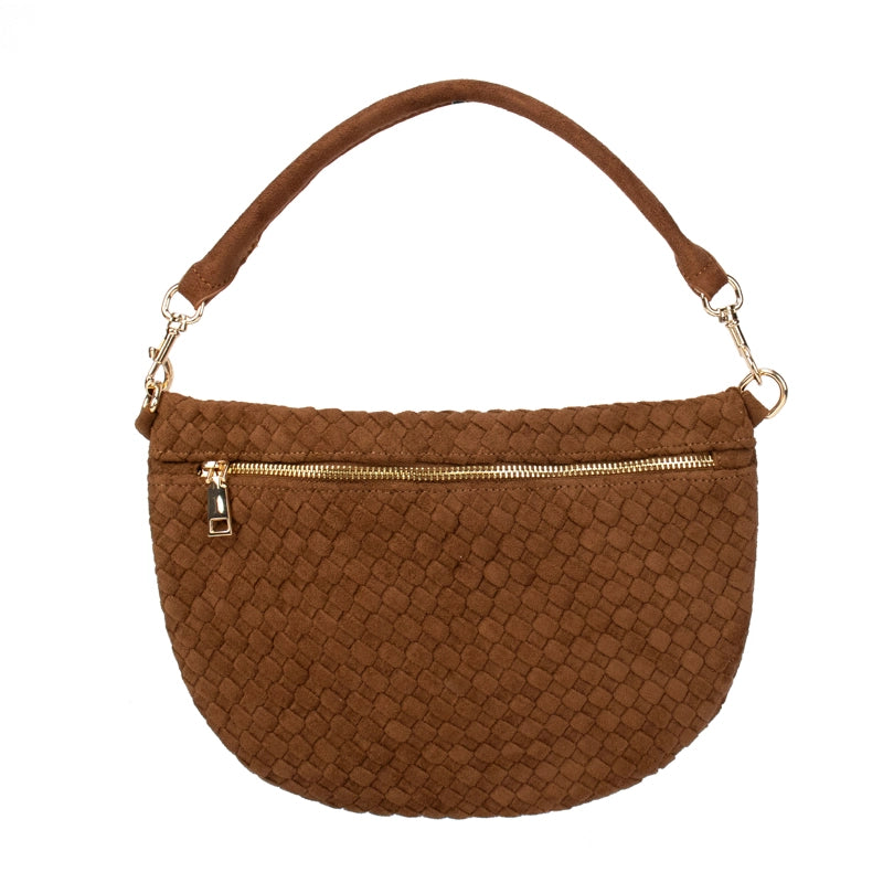 Freya Woven Vegan Suede Crescent Crossbody Bag (4 Colors)