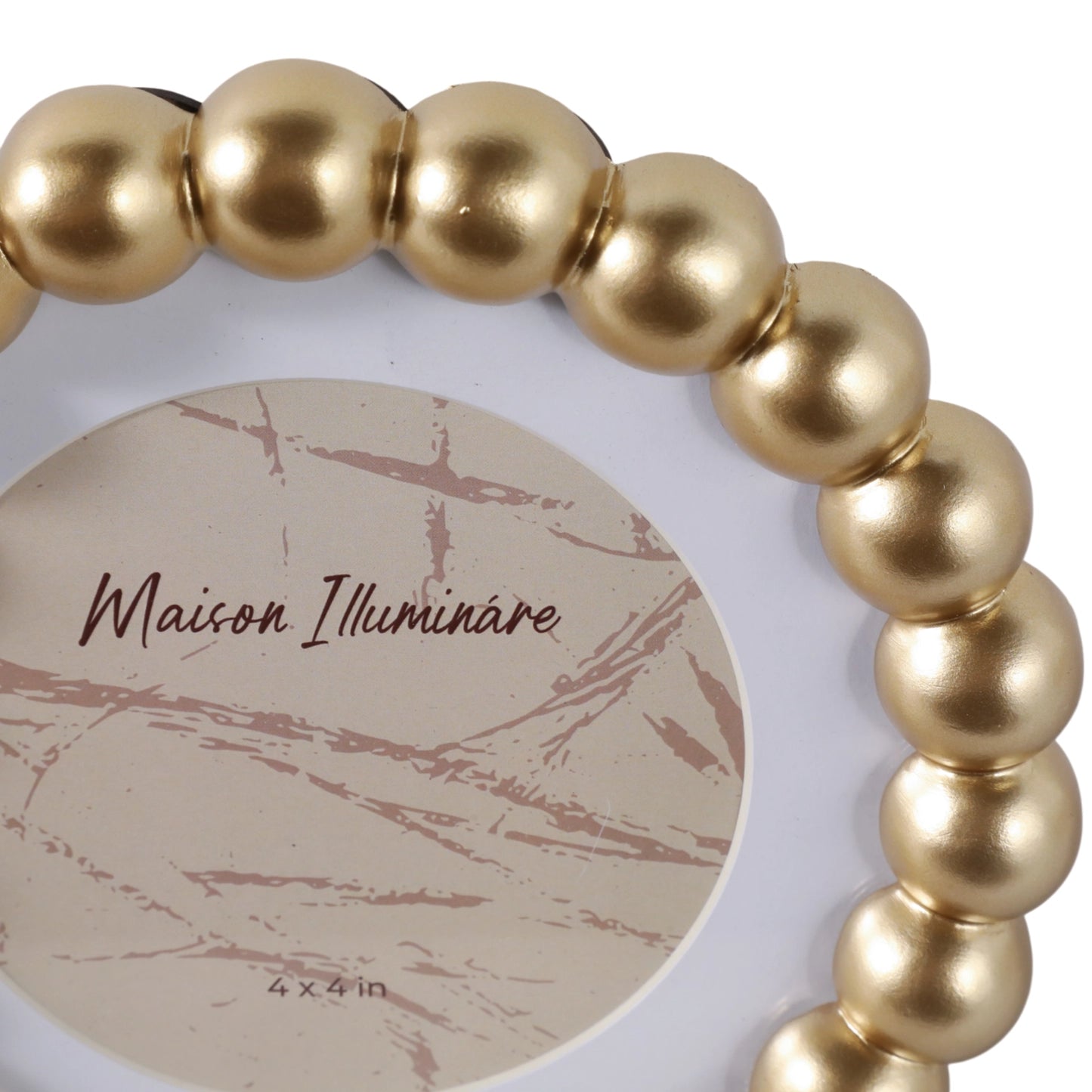 Round Beaded Photo Frame w/ Matte Gold Finish