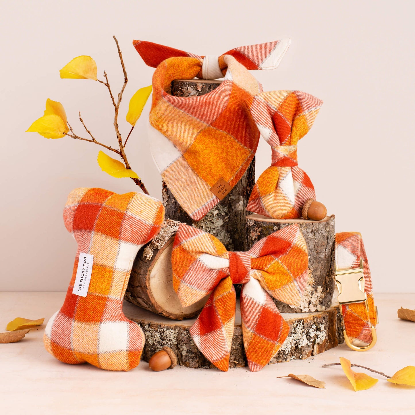 Pumpkin Spice Plaid Flannel Dog Bandana by The Foggy Dog