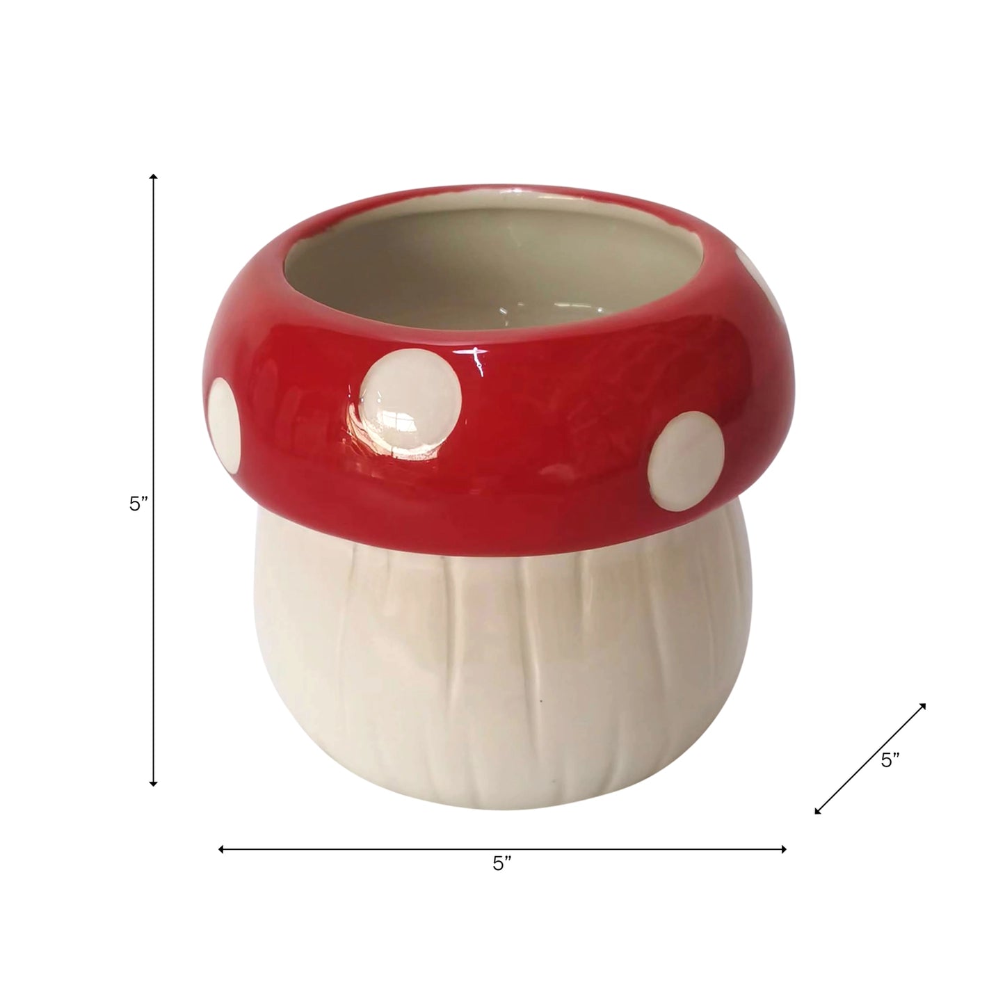 Red & White Toadstool-Shaped Planter Pot