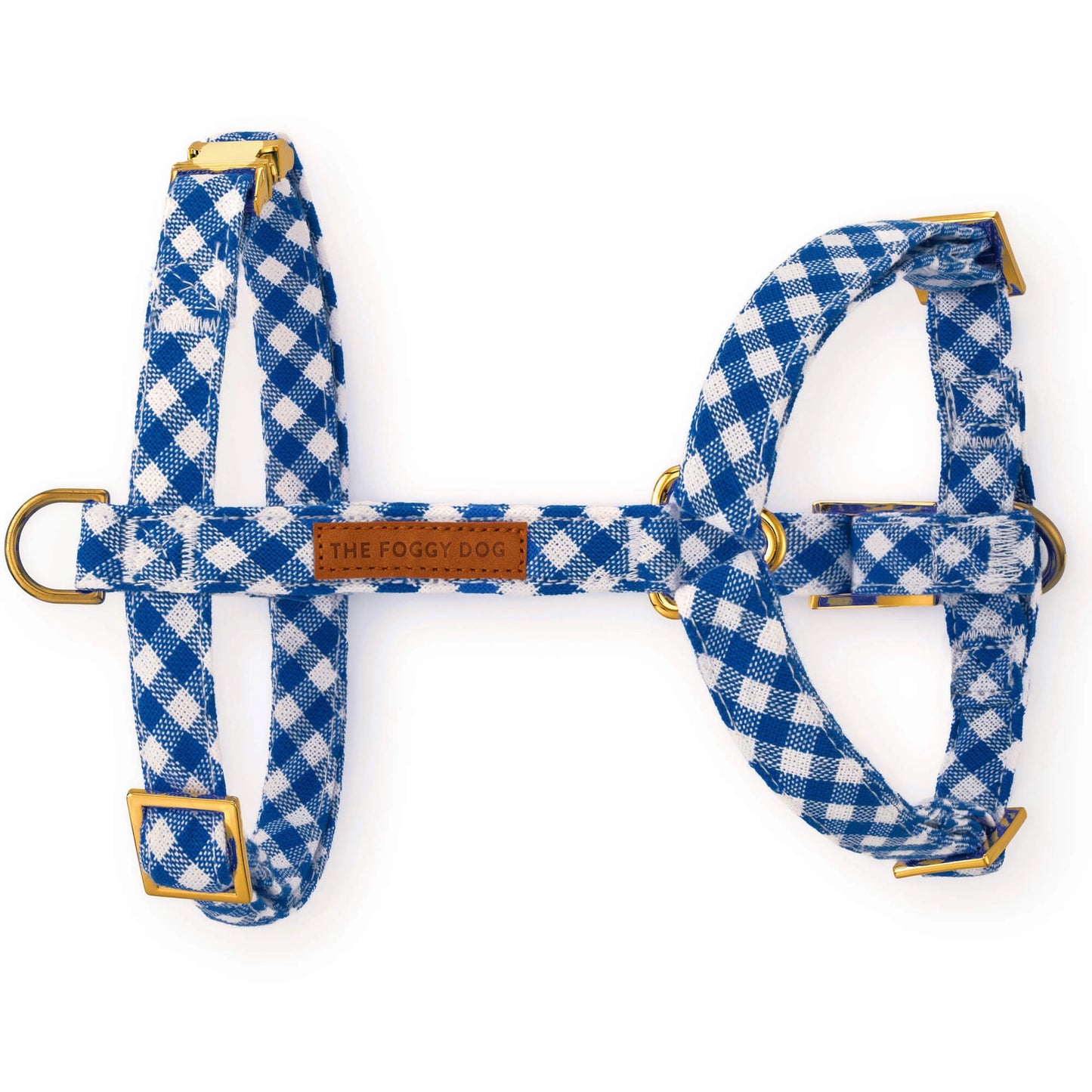 Lake Blue Gingham Dog Harness by The Foggy Dog