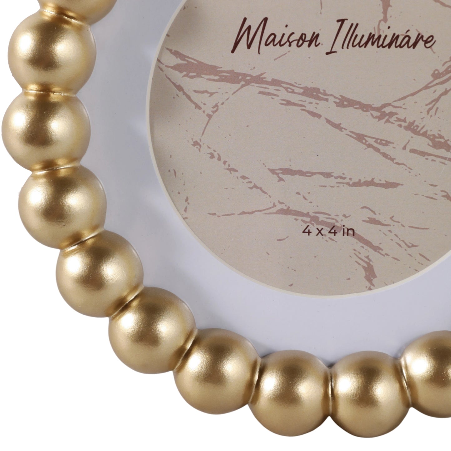 Round Beaded Photo Frame w/ Matte Gold Finish