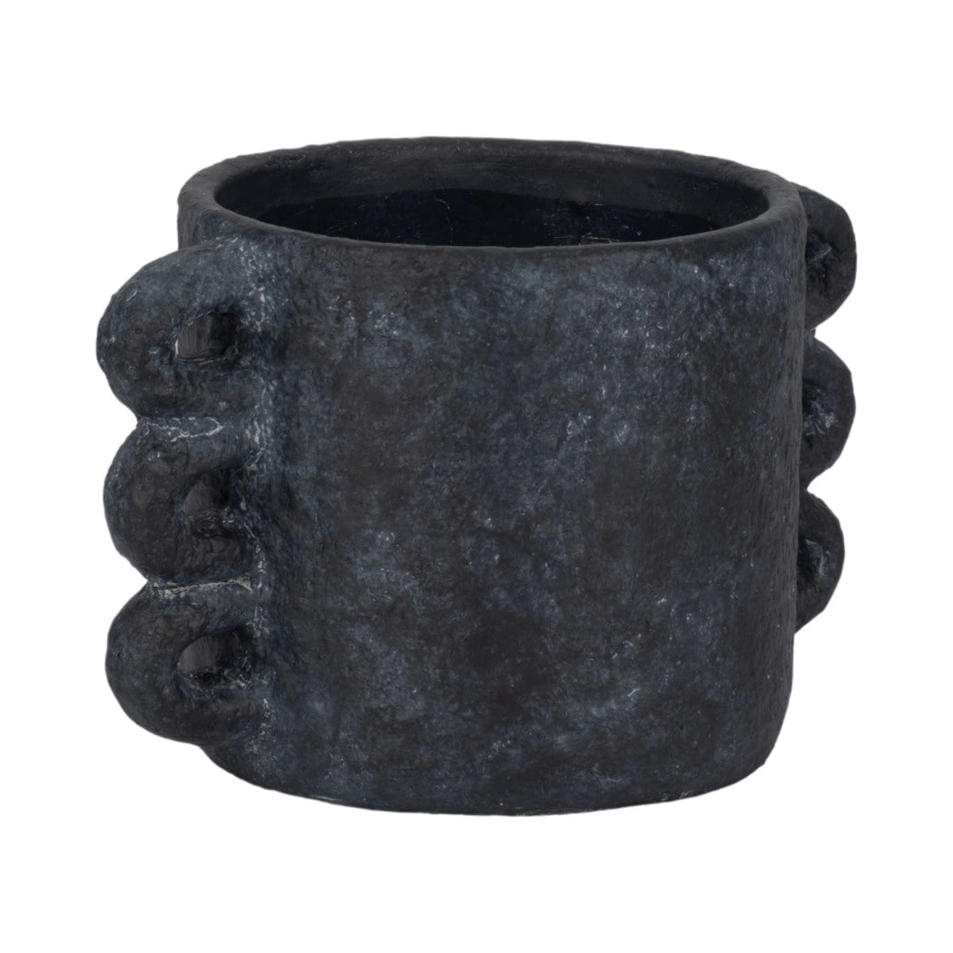 Black Ceramic Multi-Loop Arch Handle Planter Pot