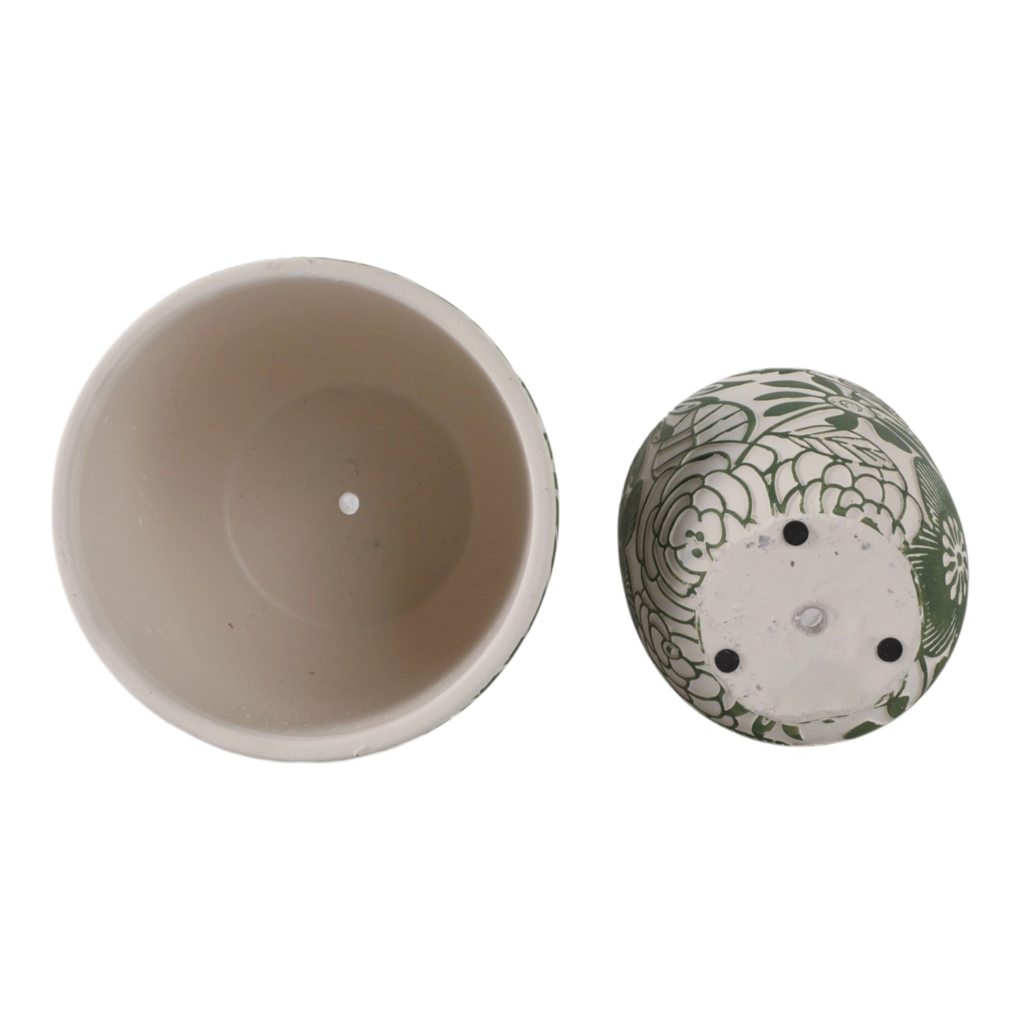White & Green Ceramic Floral Planter Pot (2 Sizes)