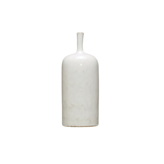 White Stoneware Vase w/ Glaze