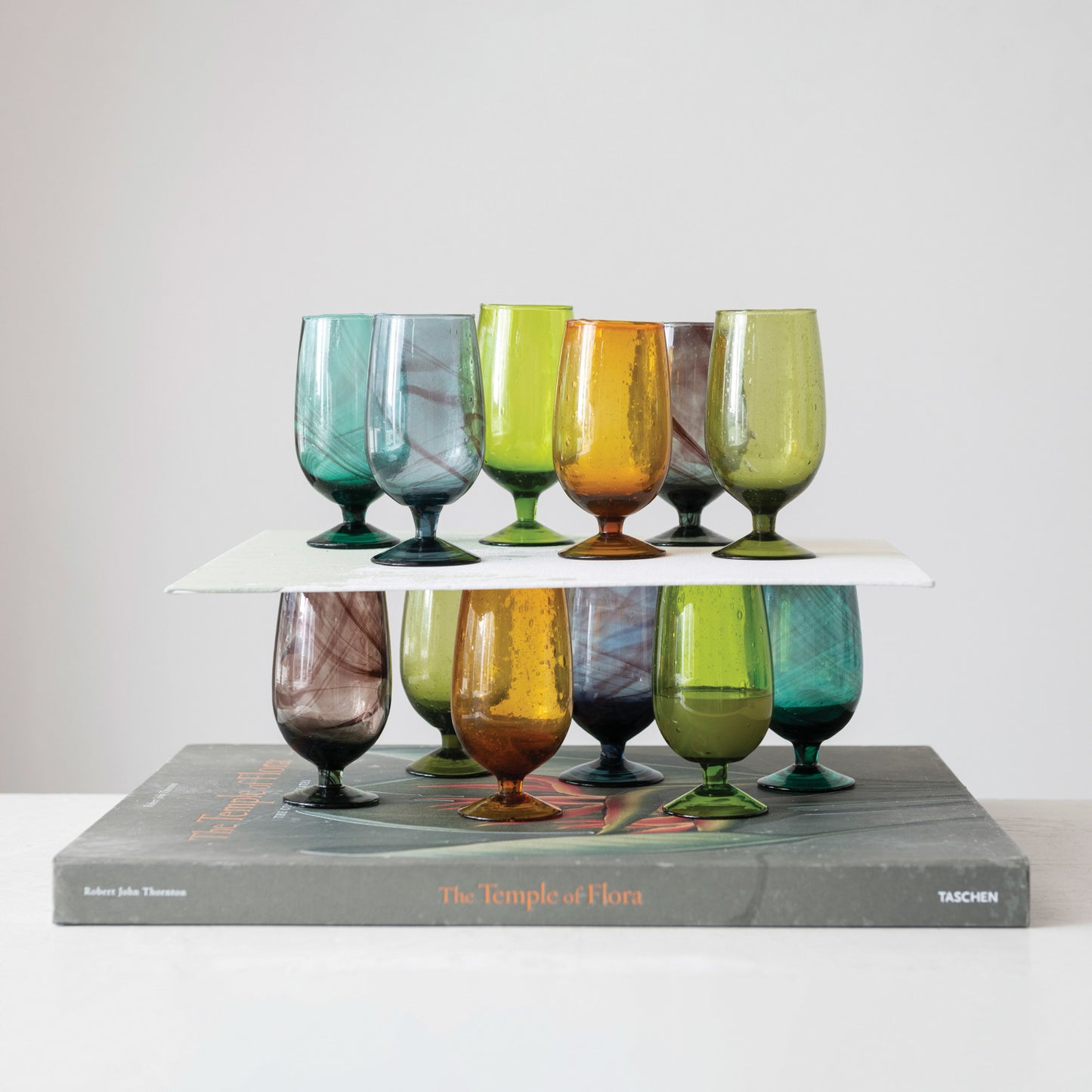 Hand-Blown Stemmed Drinking Glass 12 oz (6 Colors)