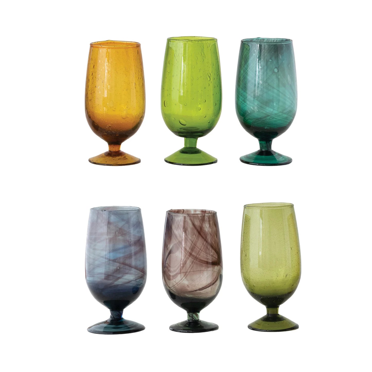 Hand-Blown Stemmed Drinking Glass 12 oz (6 Colors)