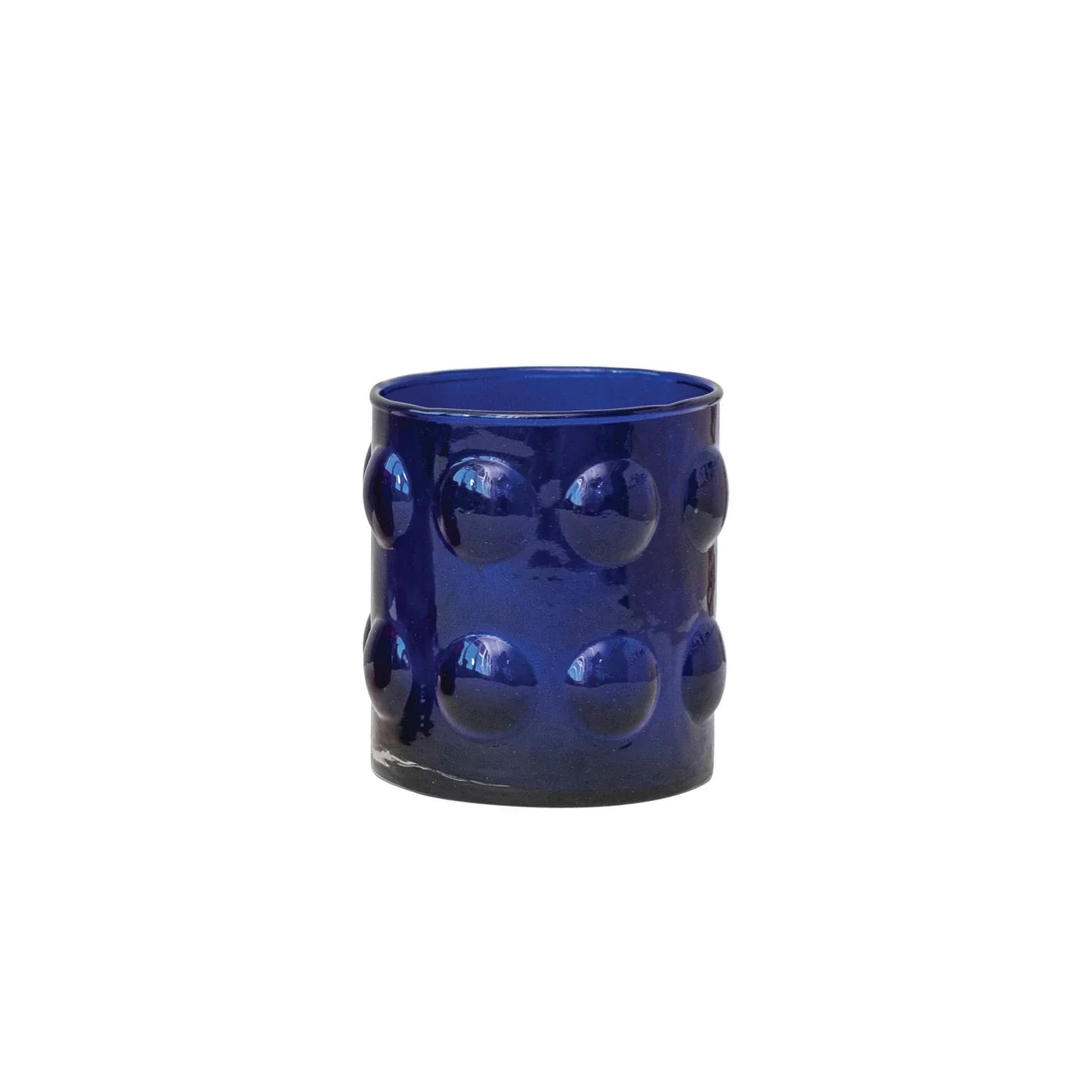 Cobalt Glass Votive Candle Holder w/ Raised Dots