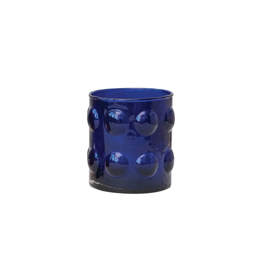 Cobalt Glass Votive Candle Holder w/ Raised Dots