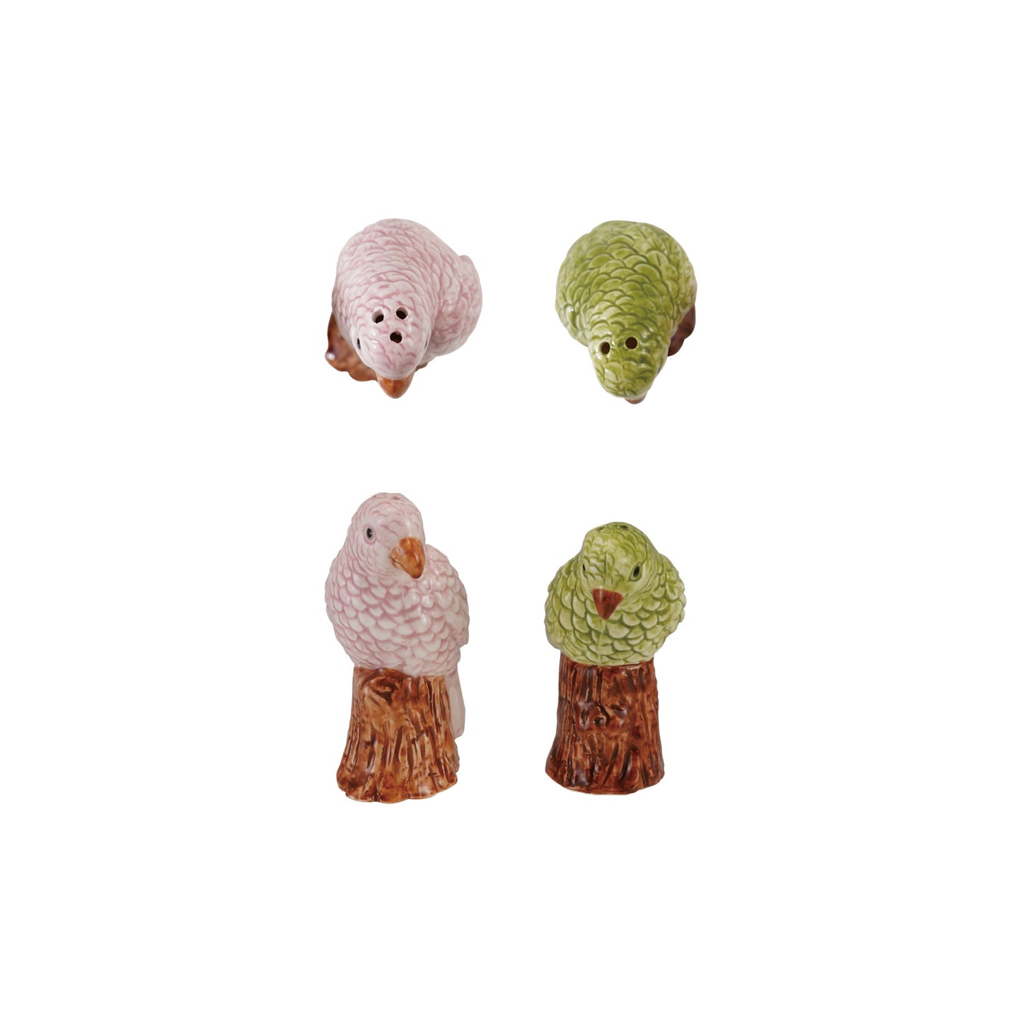 Hand-Painted Stoneware Parrot Shaped Salt & Pepper Shaker Set