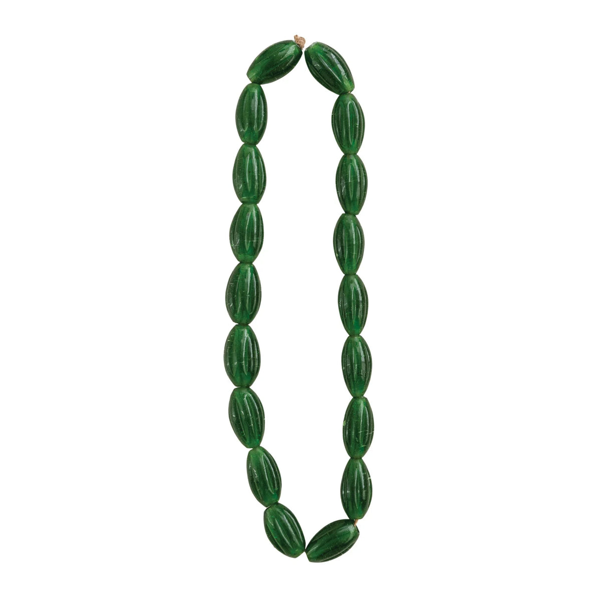 Green Glass Bead Garland on Jute Cord