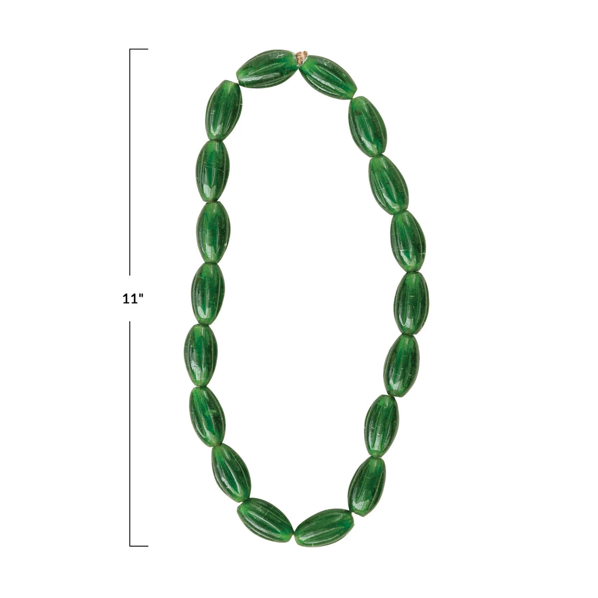 Green Glass Bead Garland on Jute Cord