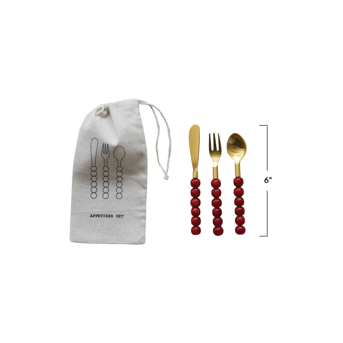 Red Resin Ball Handle Appetizer Set