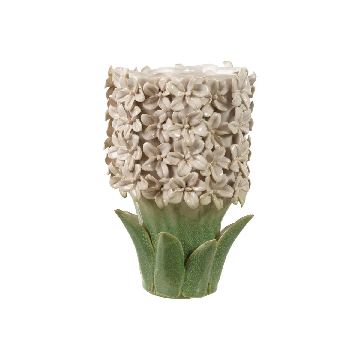 Botanical Stoneware Vase with Raised Florals