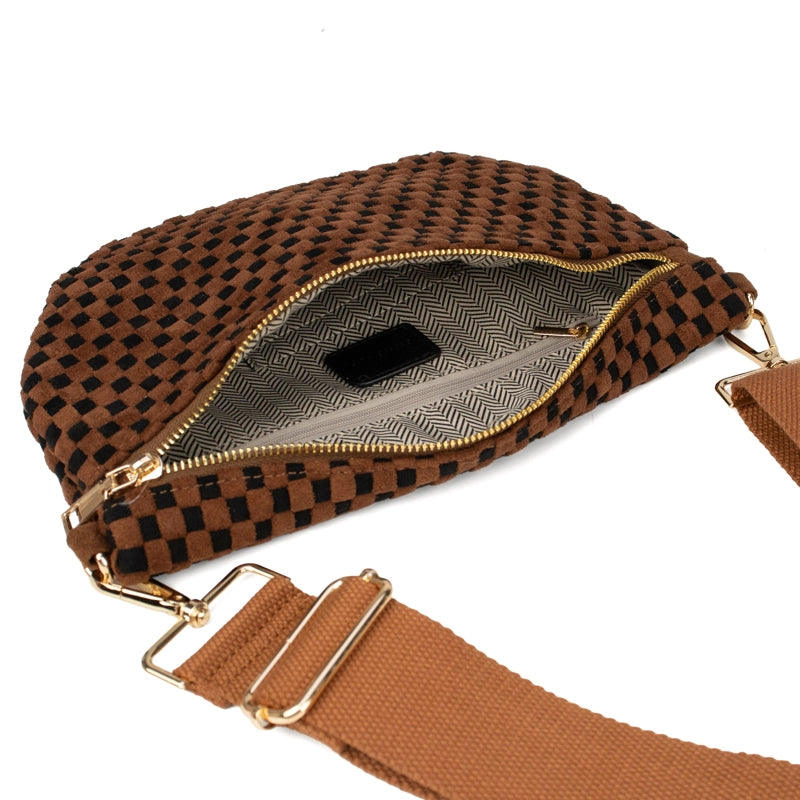 Freya Woven Vegan Suede Crescent Crossbody Bag (4 Colors)