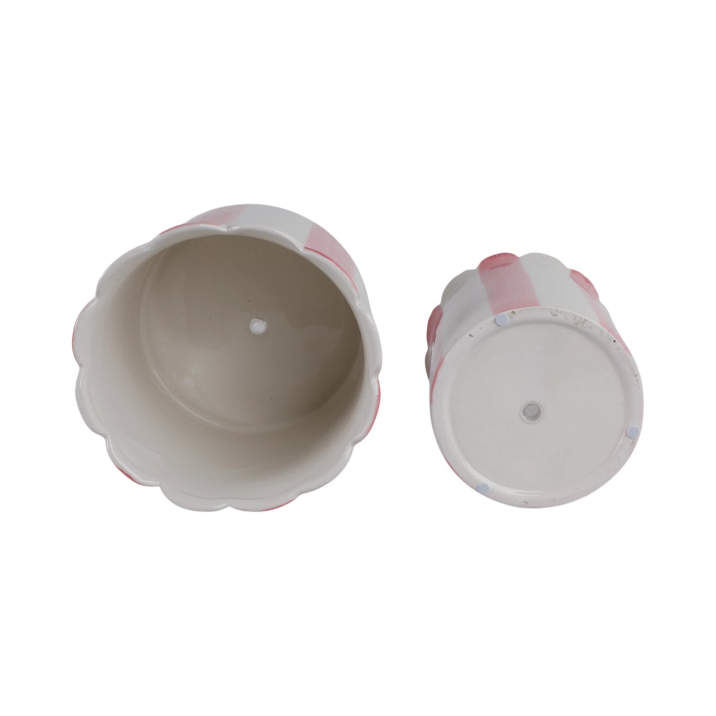 Pink & White Striped Planters w/ Scalloped Rim (2 Sizes)