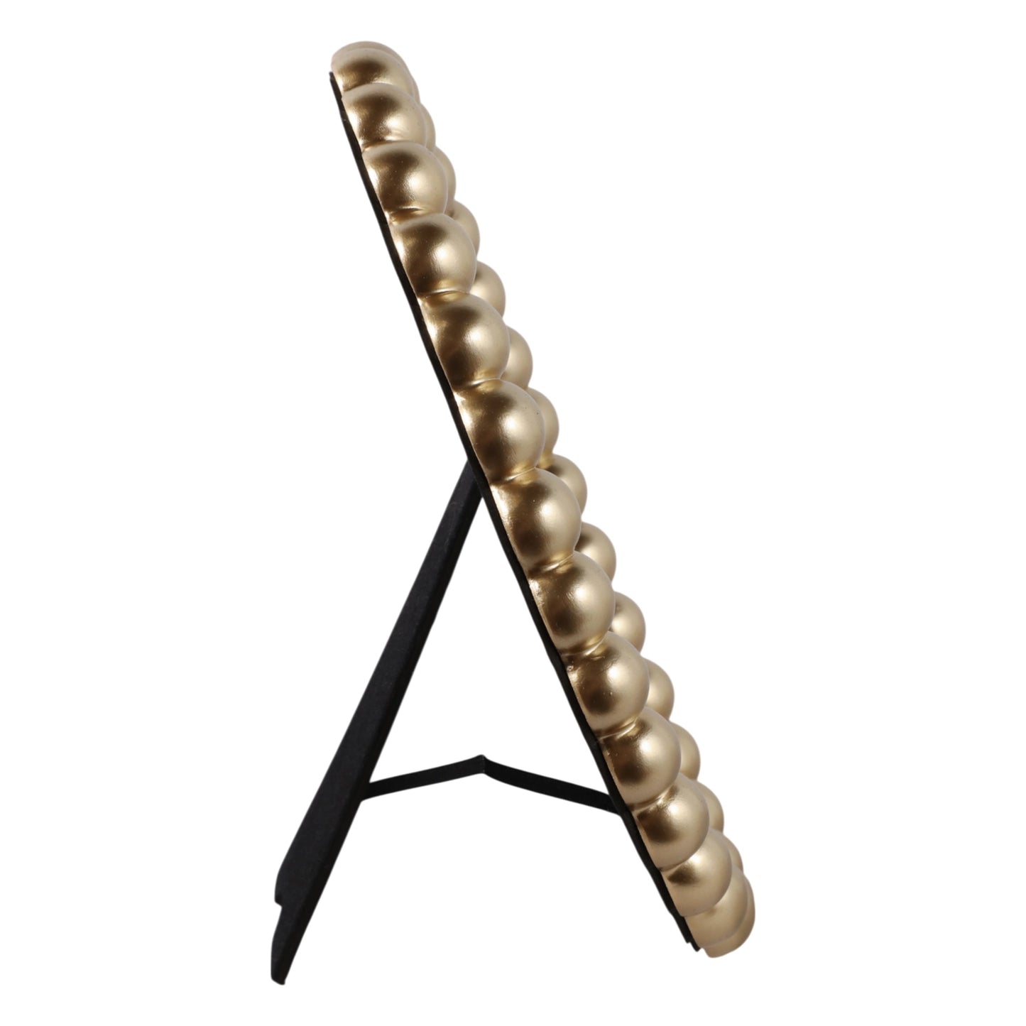 Oval Beaded Photo Frame w/ Matte Gold Finish