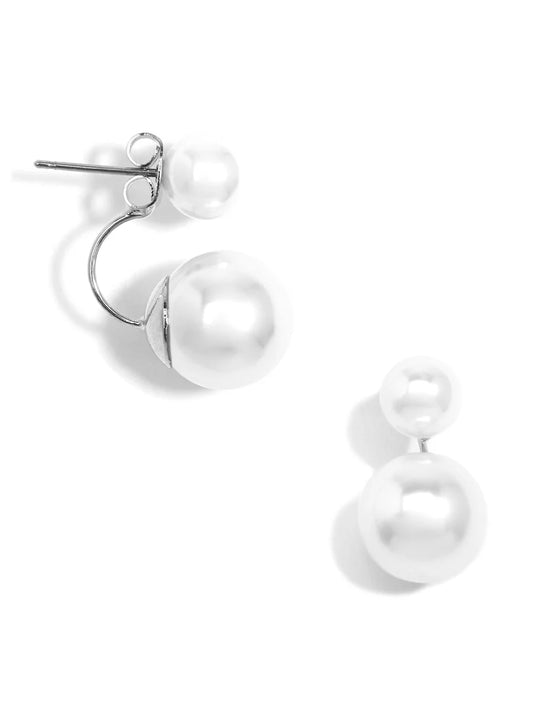 Pearl Ear Jacket Earring - Silver