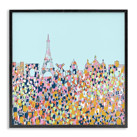 Abstract Paris City View Framed Wall Art 24x24"