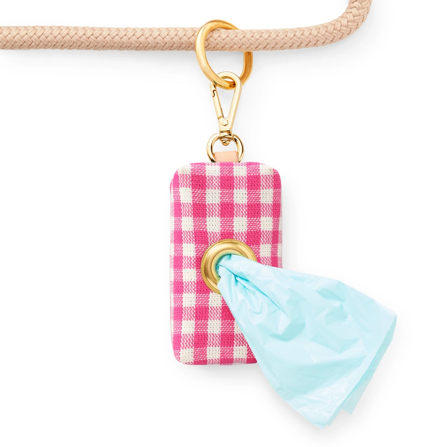 Hot Pink Gingham Waste Bag Holder by The Foggy Dog