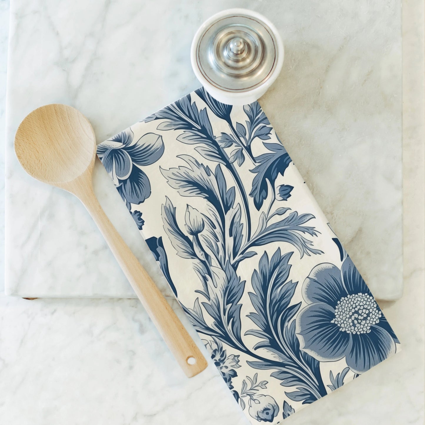 Blue Floral Wallpaper Tea Towel