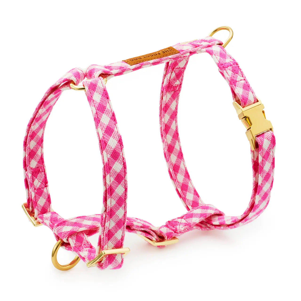 Hot Pink Gingham Dog Harness by The Foggy Dog