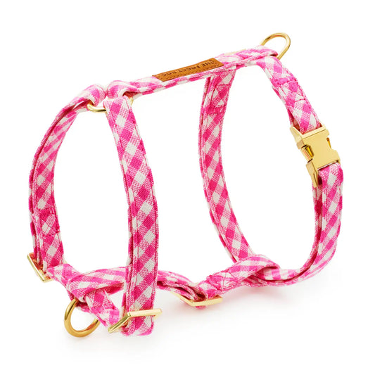 Hot Pink Gingham Dog Harness by The Foggy Dog