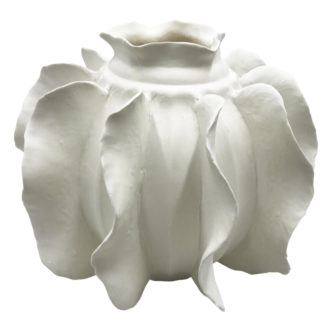 Ceramic White Pinch Flower Vase